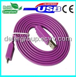 Purple color hot sell flat usb 2.0 cable micro b male
