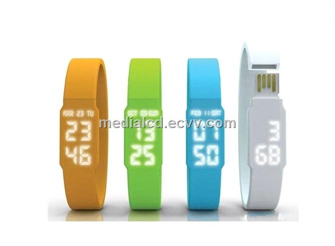 2013 New Style Functional Silicone Wristband USB LED Watch