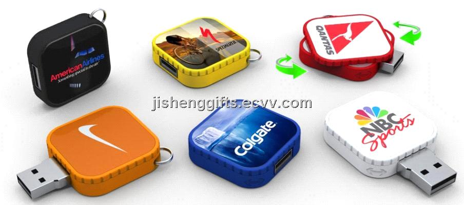 Square Twister USB Flash Drive or Retractable USB Flash Memory Stick