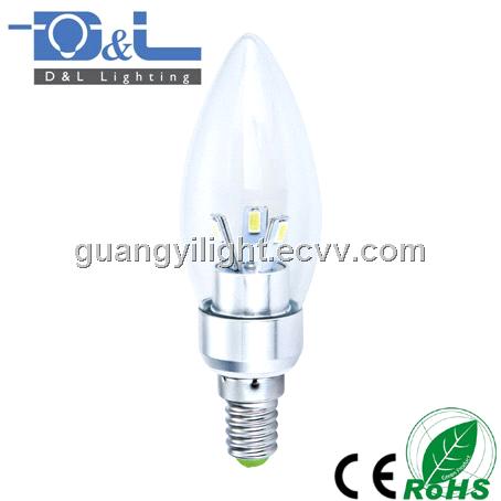 3W SMD LED Candle Bulb CE ROHS E14 Glass Clear cover