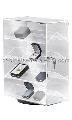 Countertop Acrylic Display Case Boxed Jewelry Rack Rotating Lucite