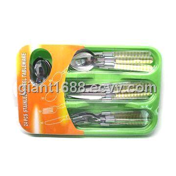 Plastic Handle Cutlery Set with Plastic Tray