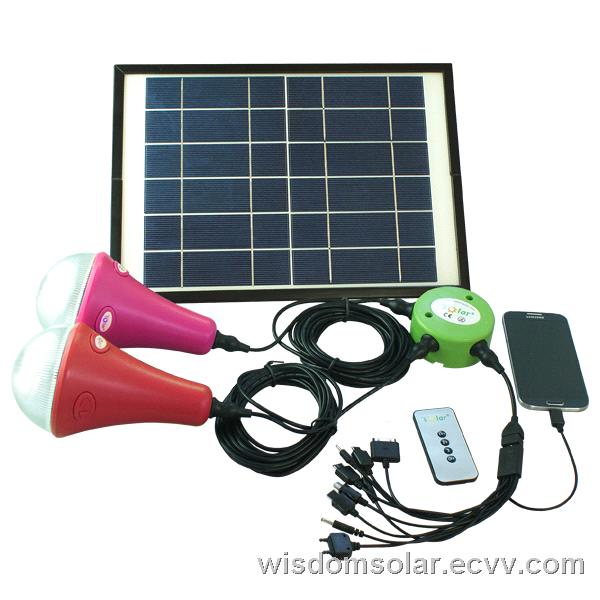 Salable CE Solar LED home lighting with 2 led lamps & cellphone charger