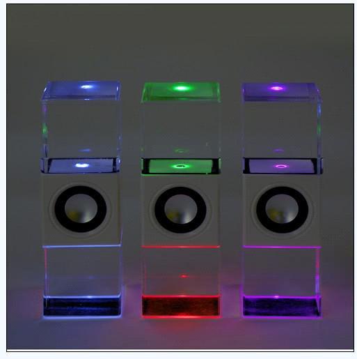 High powered mini led crystal usb speaker subwoofer, portable mp3 sound box