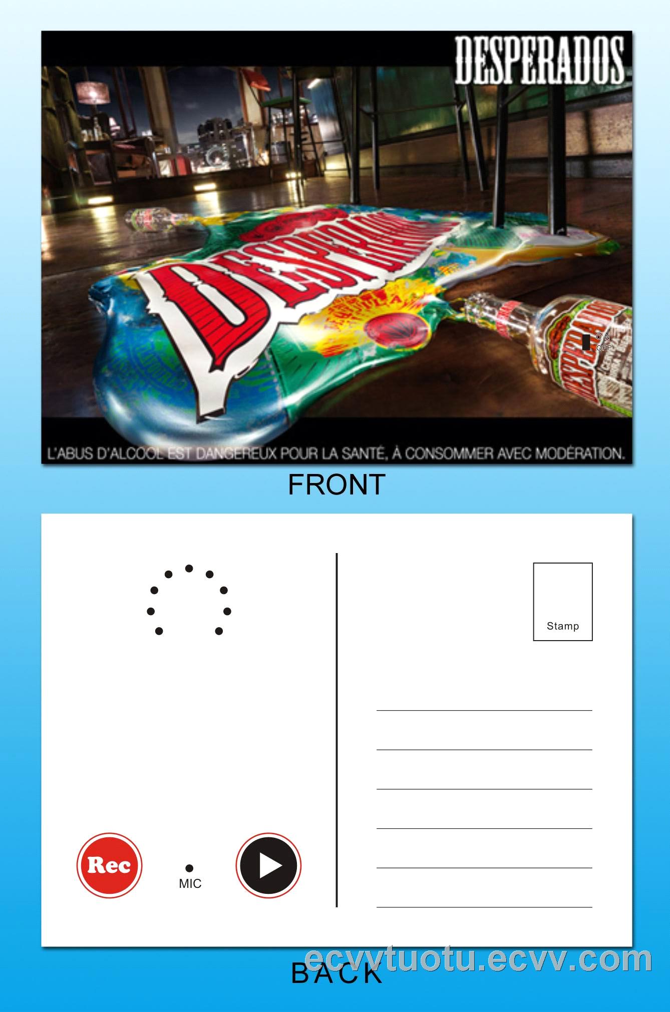 Sound/Voice/Music/Talking/Recordable Postcard with Custom Artwork