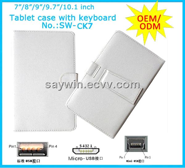 Hot selling tablet pc keyboard leather case 7/8/9/9.7/10.1 inch
