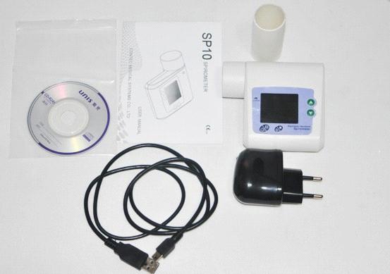 Digital Spirometer PEF FEFV1 FEF Lung Volume Device with SW Analysis CE,CMS-SP10