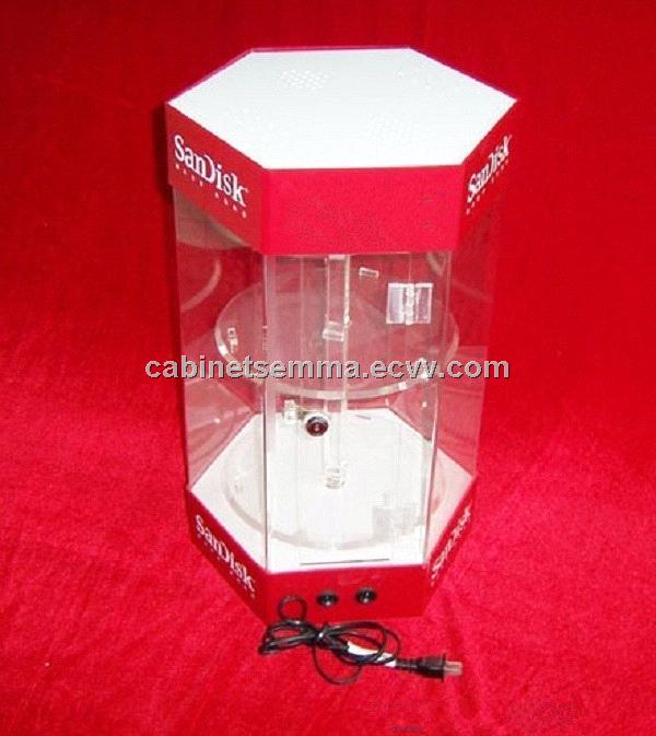 Rotating Watch Display Cabinet 2 Layers Bracelets Display Stand with LED Spot Lighting