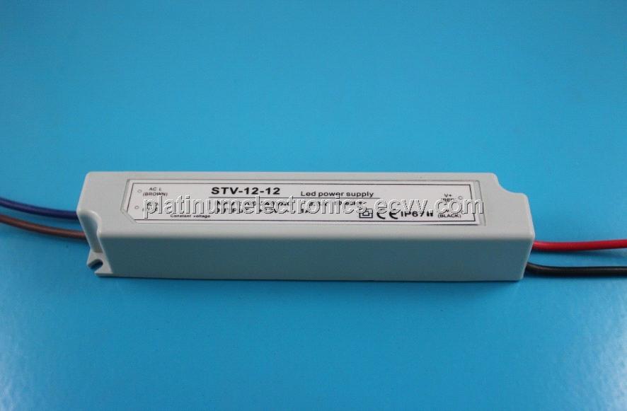 12W 1A 12V Waterproof IP67 Constant Voltage LED Power Supply Transformer