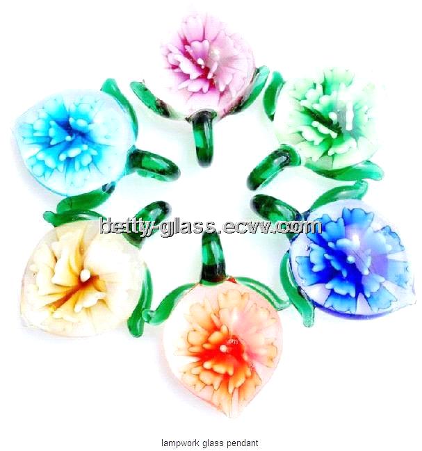 Unique Glass Jewelry Inner Flower Craft Glass Beads Necklace Pendant