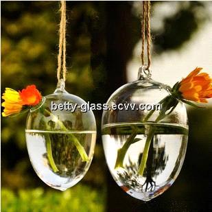 Egg Shaped Glass Terrarium with one small hole Hanging Glass Vase Home Decoration Wedding Props