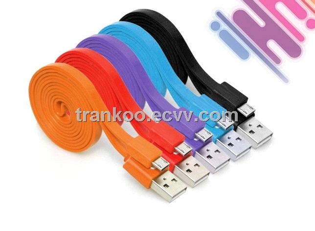 Colorful Micro USB Noodle Cable Mobile Phone Data Charger Cable