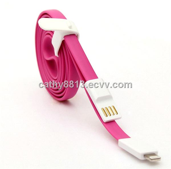 Magnetic Flat USB Cable For iPhone 5/5S/5C support ios7