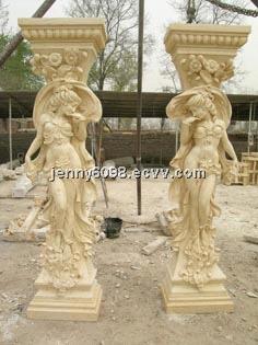 hand carved marble statue pillar