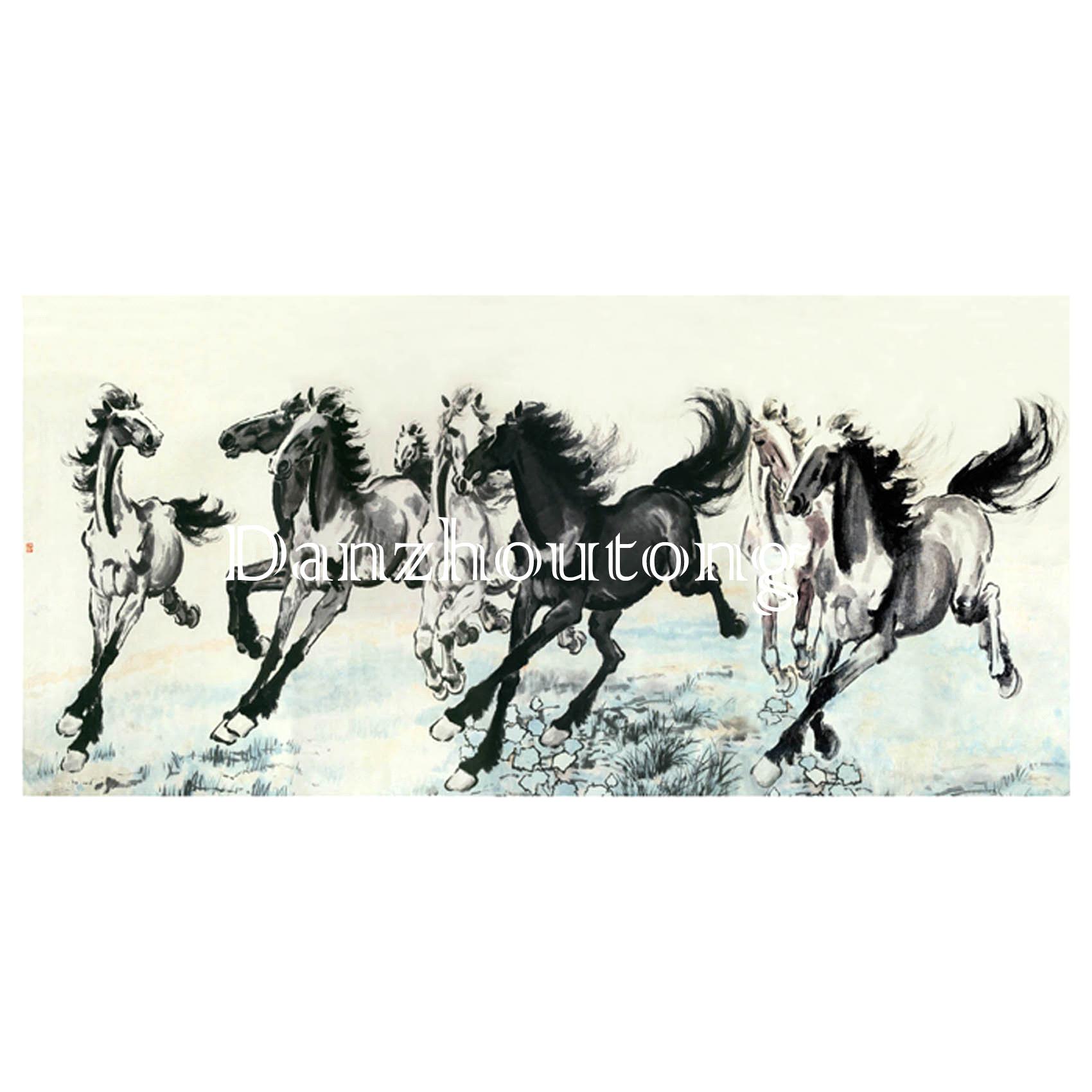 The Eight Horses By Xu Beihong Chinese Traditional Painting From