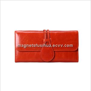 2014 High Quality Cowhide Genuine Leather Purse with Push Closure (EF106129)