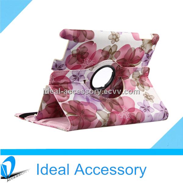 360 Degrees Rotating Stand Flower Case for iPad 2,3,4 Air With Smart Cover Wake/Sleep Function