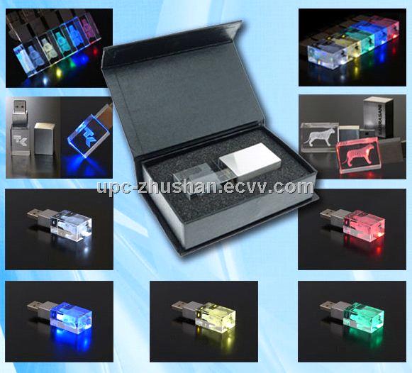 2014 Fashion LED Light Crystal USB Flash Memory Pendrive