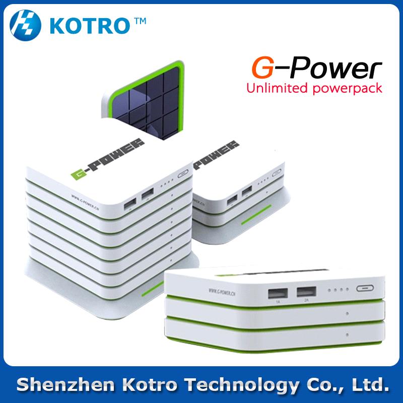 G Power Akku with Solar Panel for mobile phone charger in unlimited power capacity