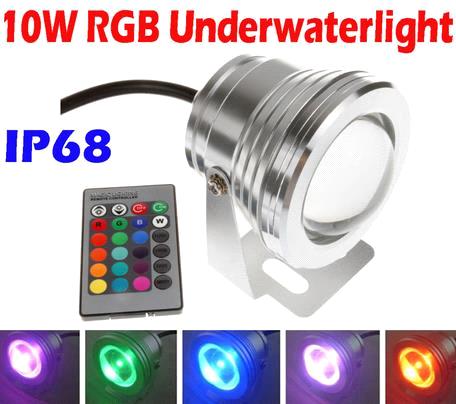 10W 12V Led RGB Underwater Light Waterproof IP68 Fountain Swimming Pool Lamp 16 Colorful With 24Key