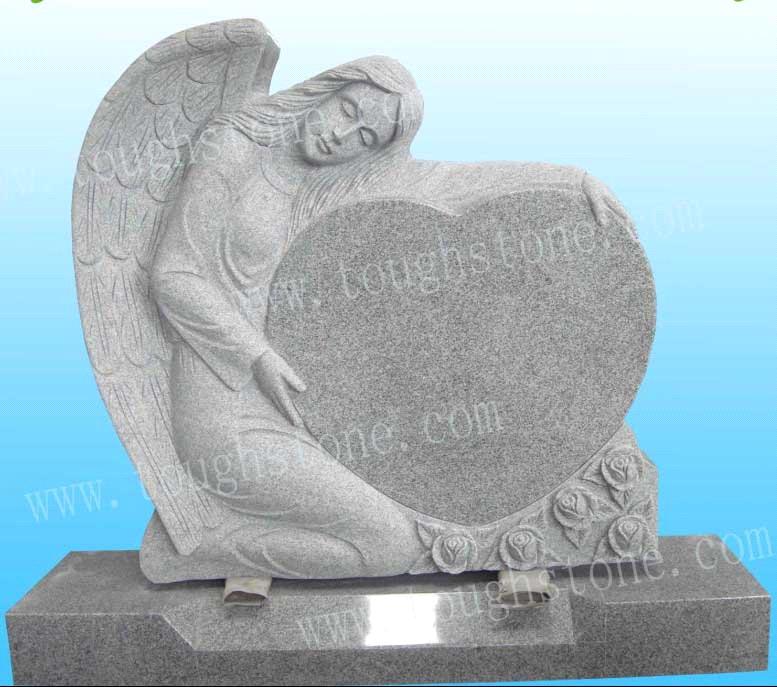GRANITE TOMBSTONE WITH ANGEL DESIGN