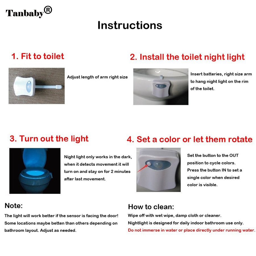 Sensor Toilet Light 8 Colors LED Battery-operated Lamp lamparas Human Motion Activated PIR Automatic RGB LED Toilet Nightlight