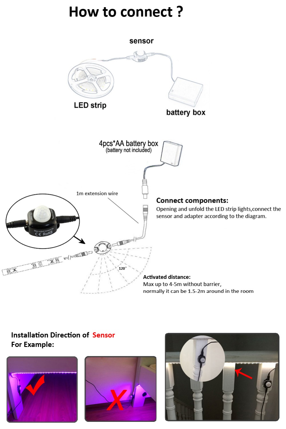 how to connect led bed lights to sensor