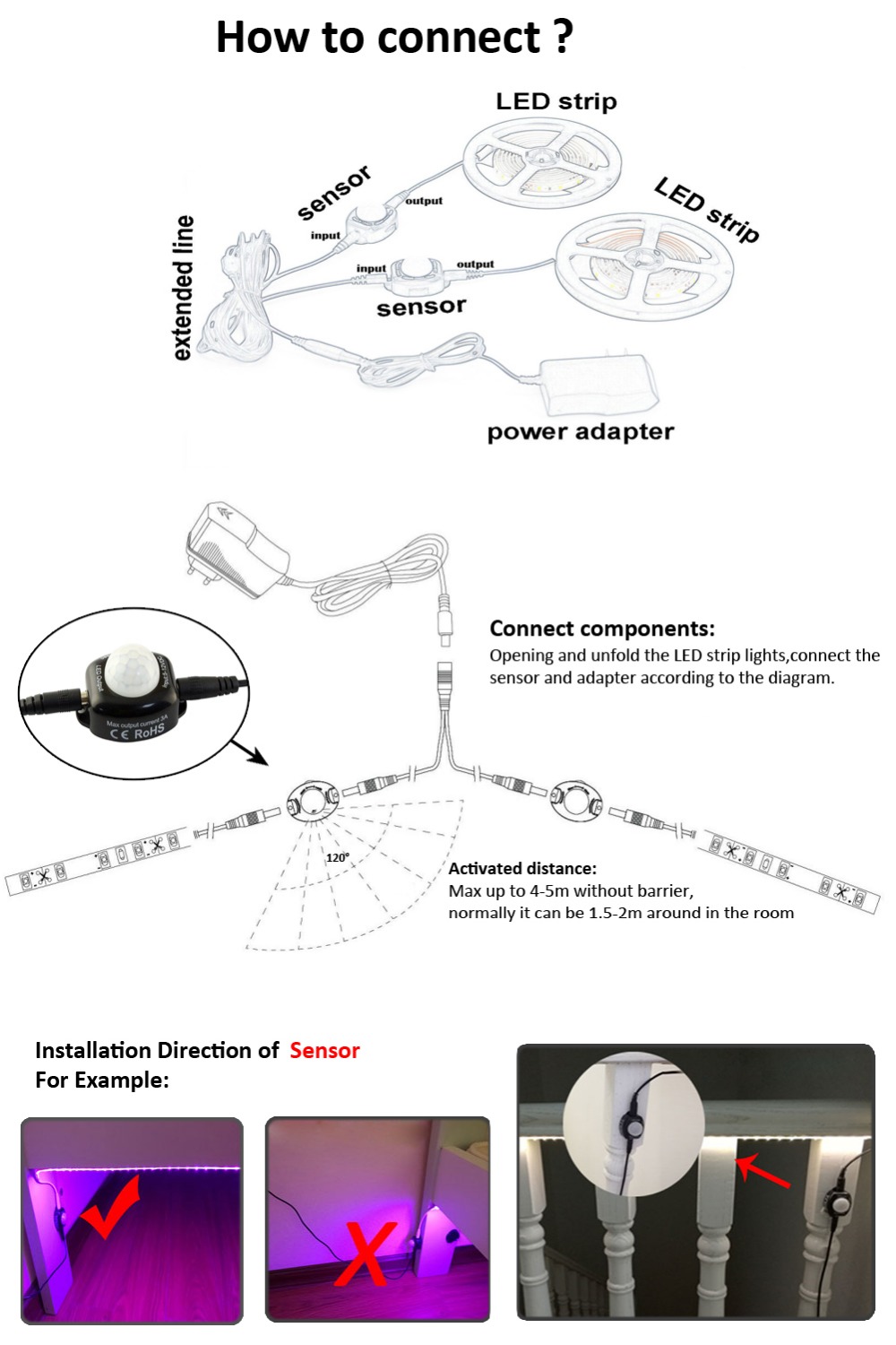 led night lamps with montion sensor detector for baby children