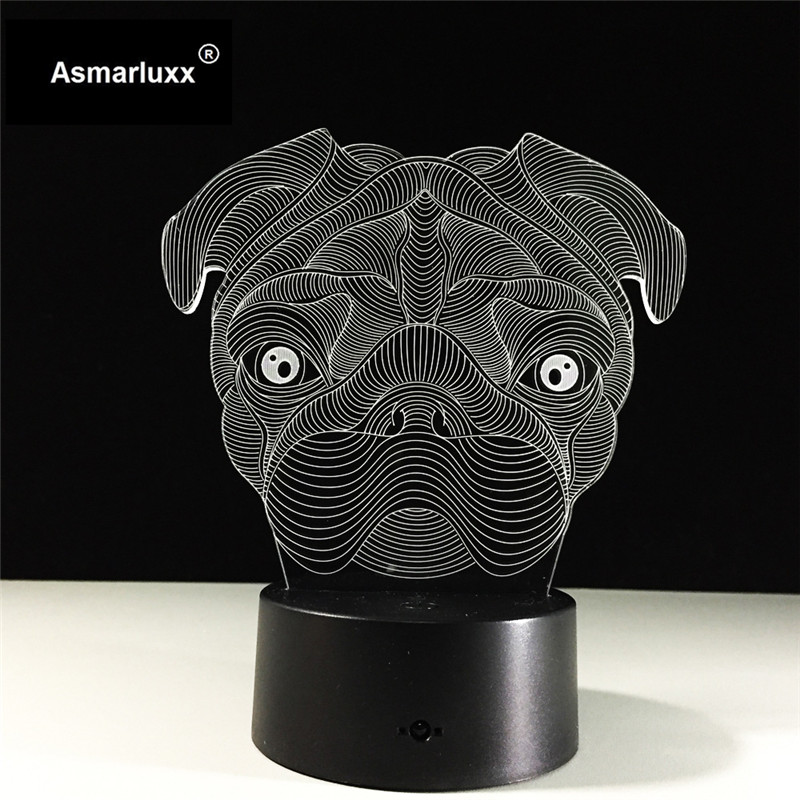 Asmarluxx pug dog 3d lamp0003