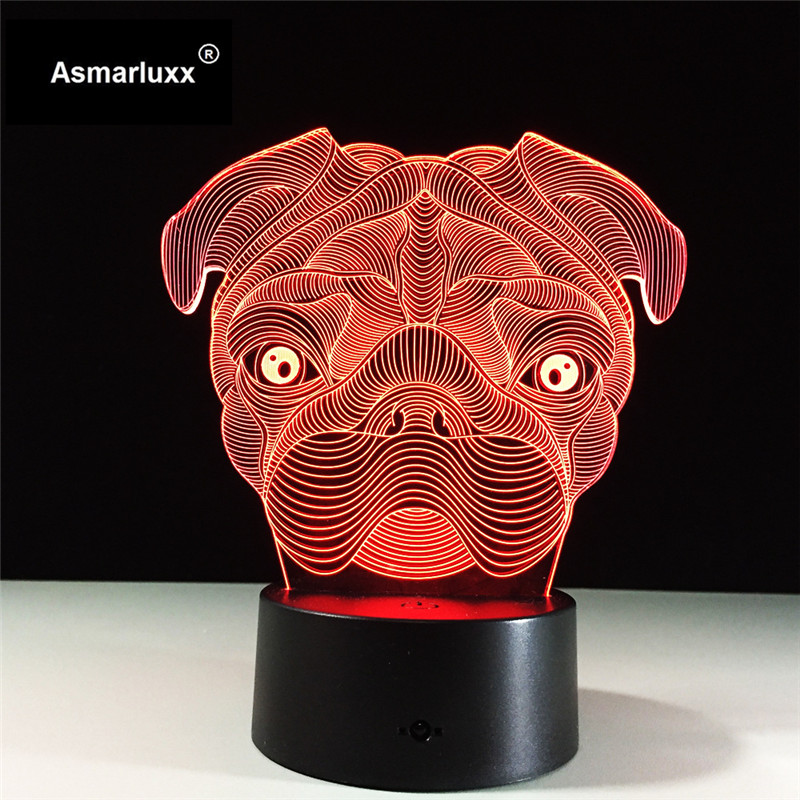 Asmarluxx pug dog 3d lamp0006