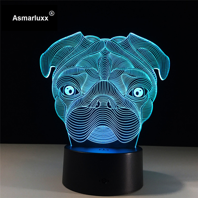 Asmarluxx pug dog 3d lamp0002