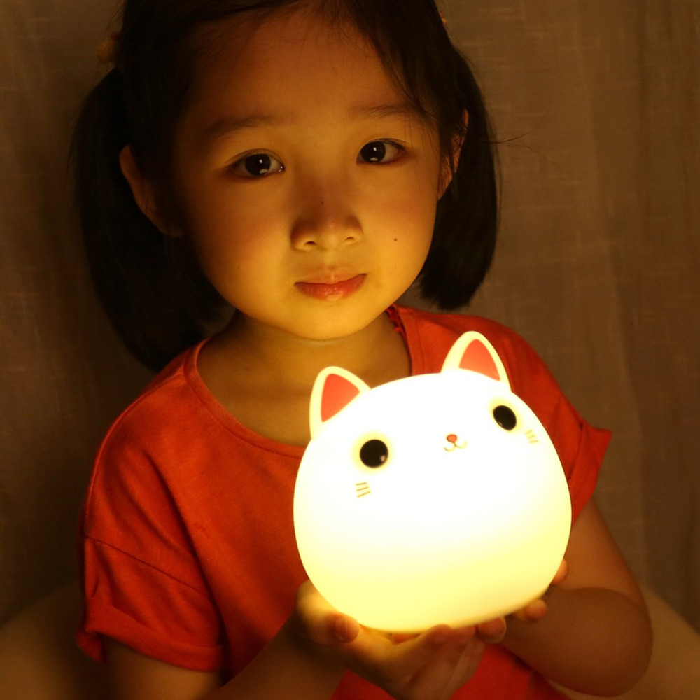 Colorful silicone cat Night light LED USB lamp Cute Animal Soft Cartoon Lamps Fine Gift For Children Bedroom Baby Nursery