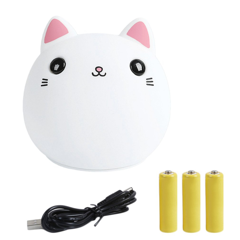 Colorful silicone cat Night light LED USB lamp Cute Animal Soft Cartoon Lamps Fine Gift For Children Bedroom Baby Nursery