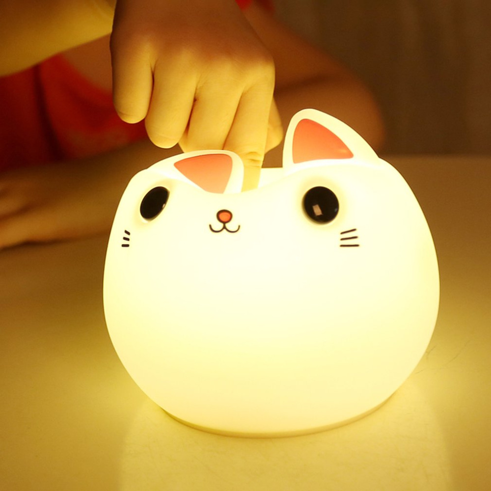 Colorful silicone cat Night light LED USB lamp Cute Animal Soft Cartoon Lamps Fine Gift For Children Bedroom Baby Nursery