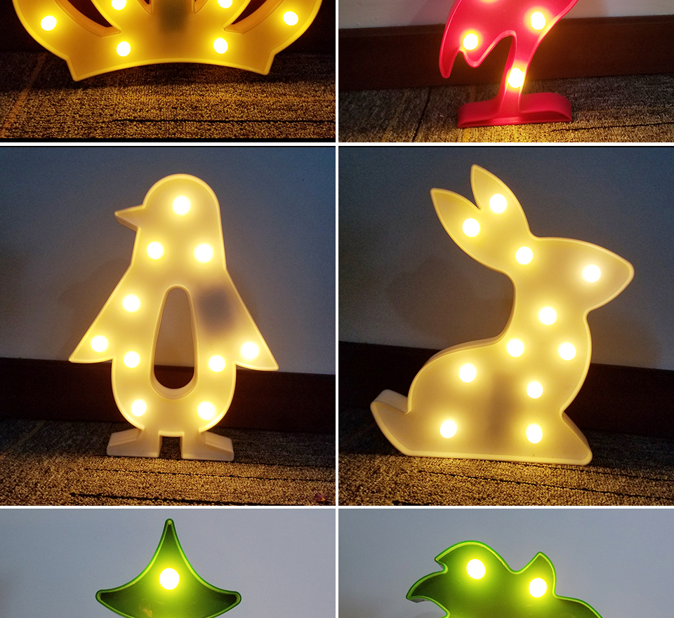 Cartoon LED Night Light Flamingo Pineapple Rabbit  (10)