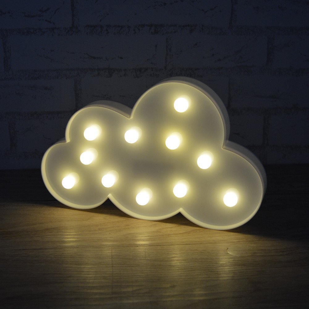 3D Marquee Cloud Night Lamp with 11LED Battery operated White Cloud Letter light For Christmas Decoration Kid&#39;s Gift