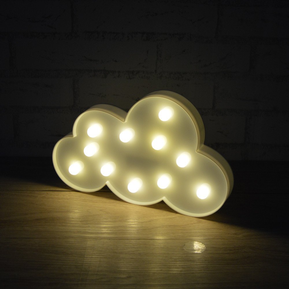 3D Marquee Cloud Night Lamp with 11LED Battery operated White Cloud Letter light For Christmas Decoration Kid&#39;s Gift