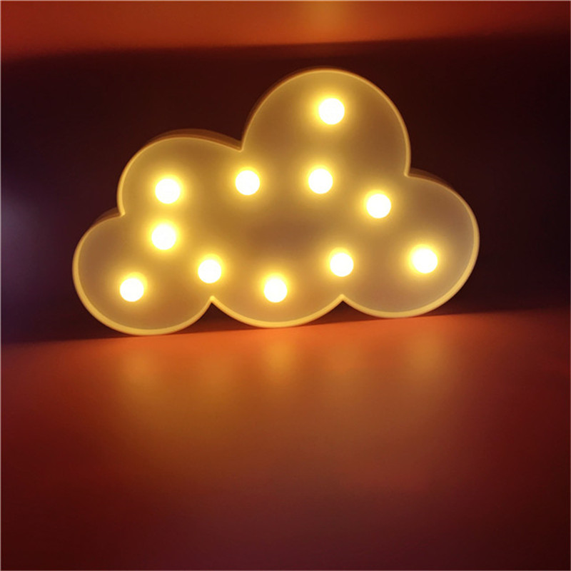 3D Marquee Cloud Night Lamp with 11LED Battery operated White Cloud Letter light For Christmas Decoration Kid&#39;s Gift