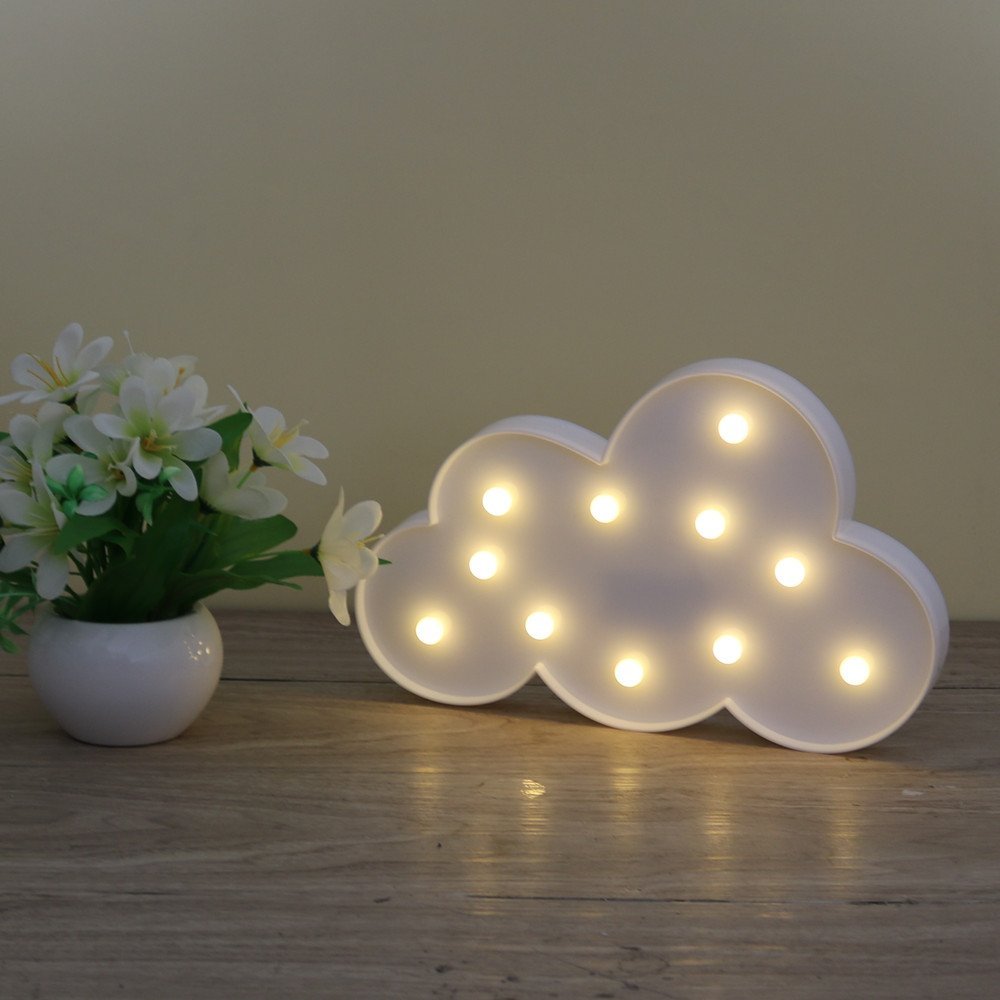 3D Marquee Cloud Night Lamp with 11LED Battery operated White Cloud Letter light For Christmas Decoration Kid&#39;s Gift