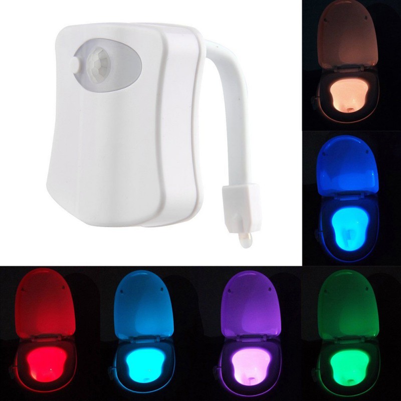 8 Colors LED Light Human Motion Sensor Automatic Toilet Seat Bowl Bathroom Night Light