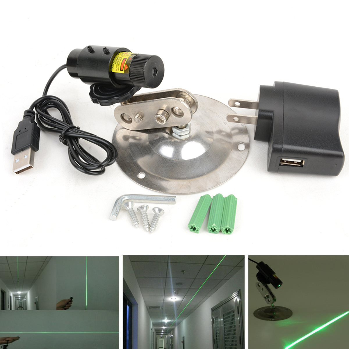 520nm 50mW Stable Green Laser Line Module Locator DC 3V for Stone Marble Cutting Machine With US Plug Adapter 60*17mm Mayitr