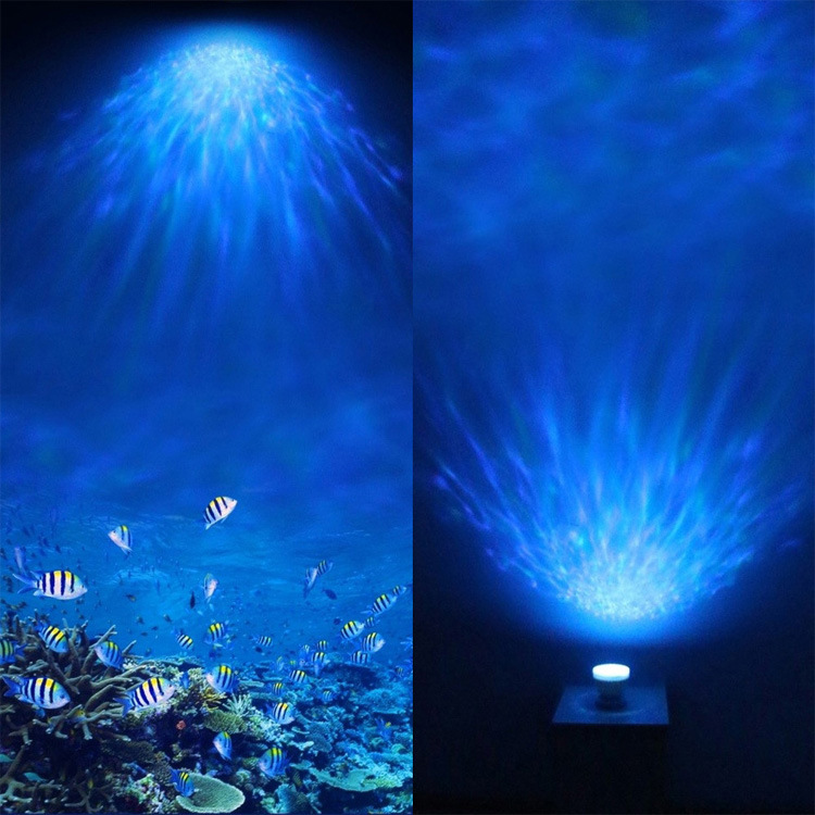 Ocean Wave Romantic Night Light and Music Player with Mini Speaker Marine Aurora Dream Star Projector for Bedroom Party Decor