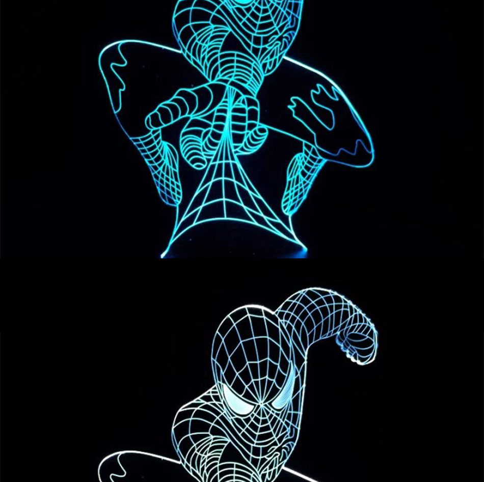 Creative Gifts Spiderman 3D LED Lights Dazzle Decorative Table Desk Night Lights with 7 Colors Touch Control (4)