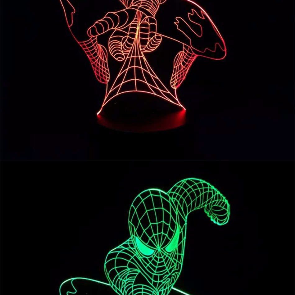 Creative Gifts Spiderman 3D LED Lights Dazzle Decorative Table Desk Night Lights with 7 Colors Touch Control (7)