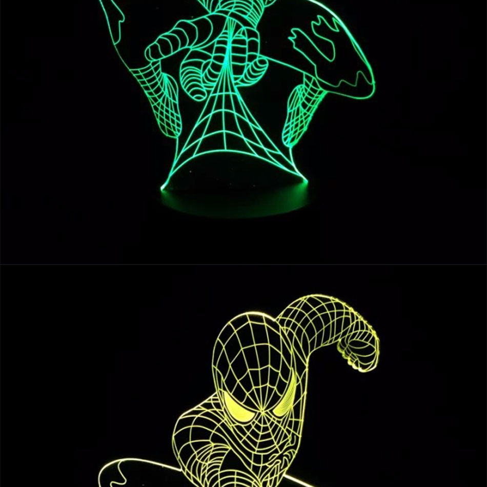 Creative Gifts Spiderman 3D LED Lights Dazzle Decorative Table Desk Night Lights with 7 Colors Touch Control (8)
