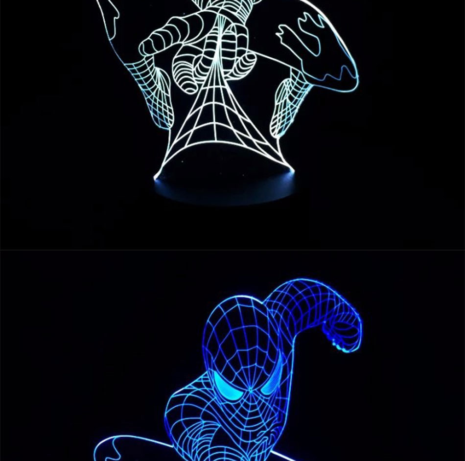 Creative Gifts Spiderman 3D LED Lights Dazzle Decorative Table Desk Night Lights with 7 Colors Touch Control (5)
