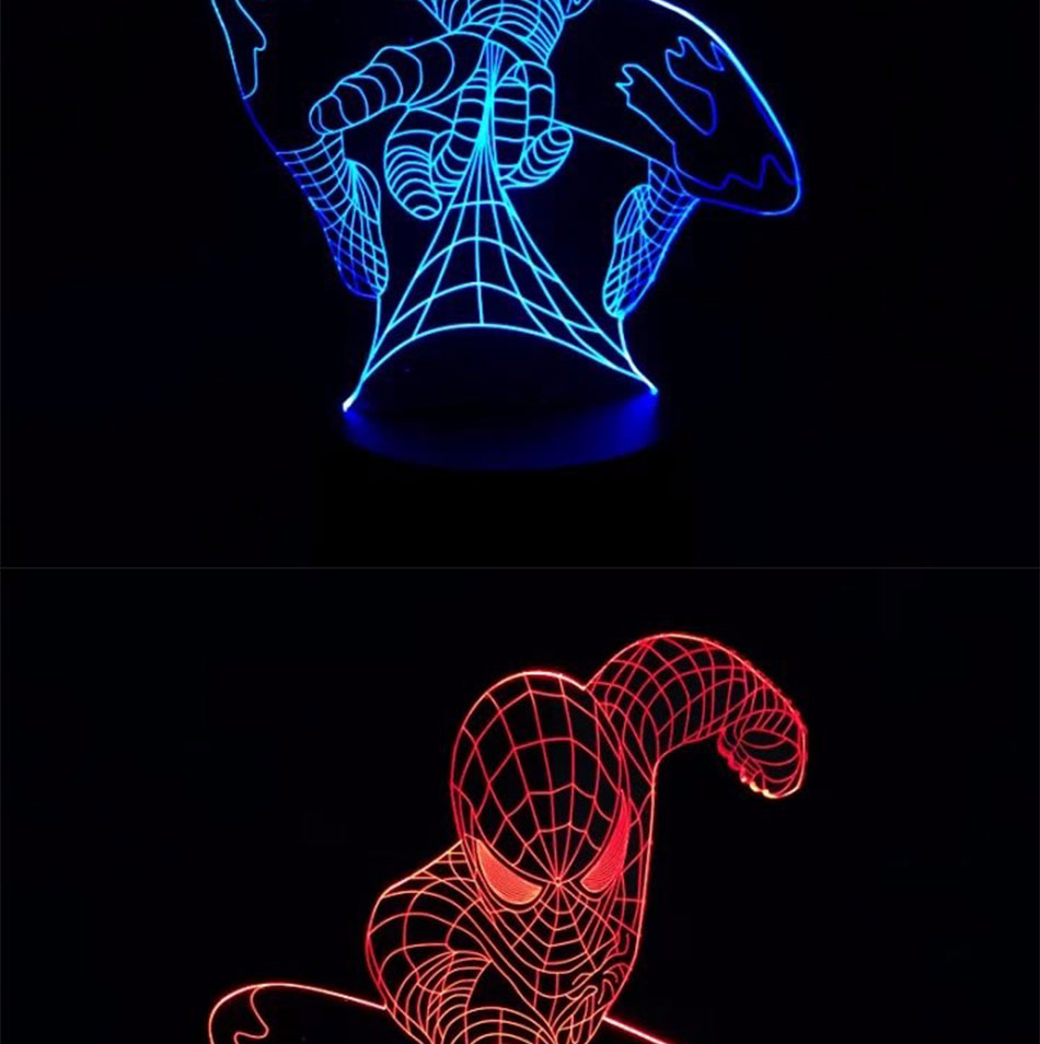 Creative Gifts Spiderman 3D LED Lights Dazzle Decorative Table Desk Night Lights with 7 Colors Touch Control (6)