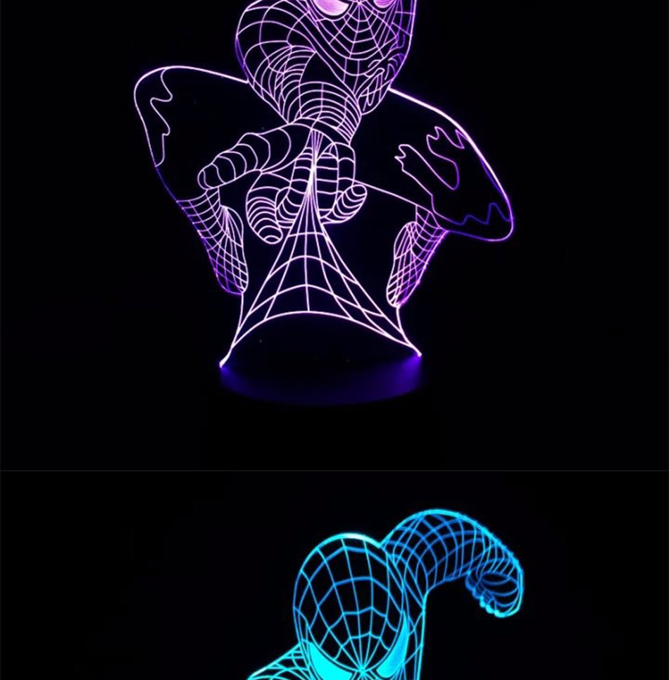 Creative Gifts Spiderman 3D LED Lights Dazzle Decorative Table Desk Night Lights with 7 Colors Touch Control (3)