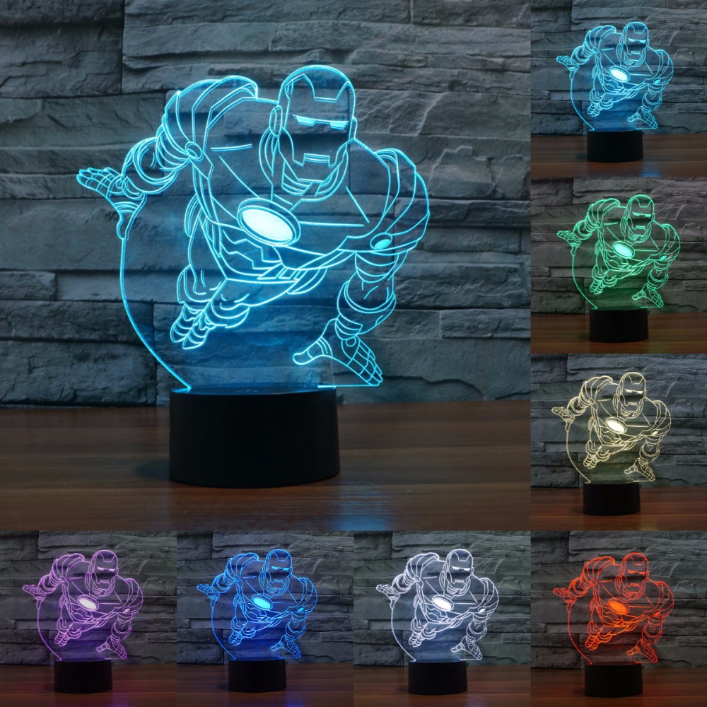 Night Light 7  Colorful Gradient USB Powered 3D Optical Illusion Trumpet Angle