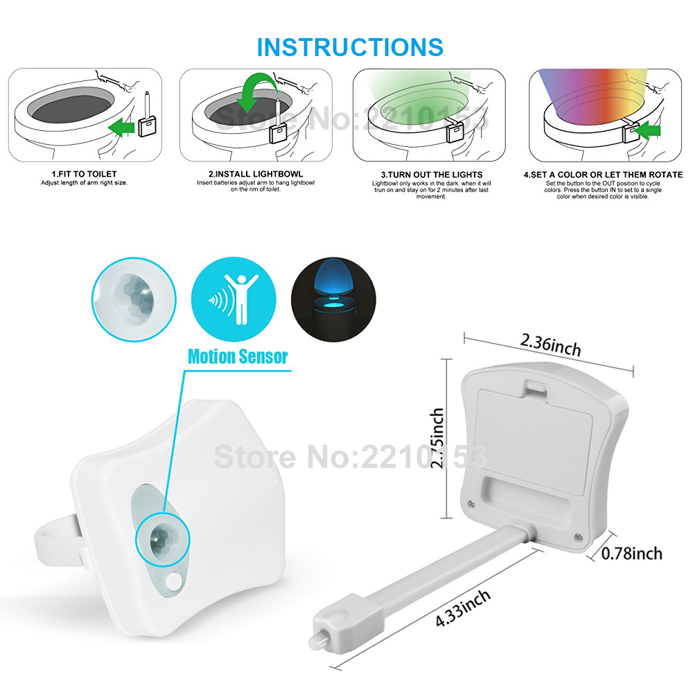 Toilet Night Light 8 Color Changing Toilet Body Sensor Lights LED Motion Activated Smart Toilet Seat for Bathroom Night Lights